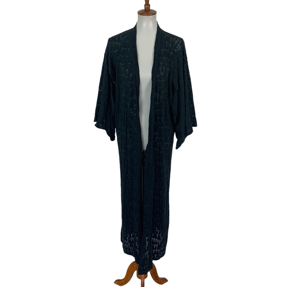 Evil Twin Cardigan One Size Long Blue Open Front Edgy‎ Grunge Streetwear